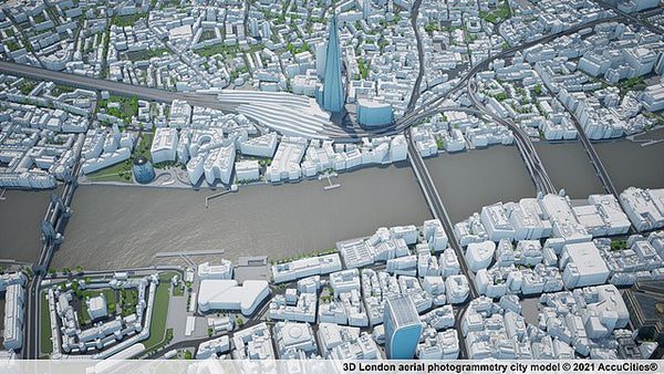 Image d'une modélisation 3D d'une partie de la ville de Londres