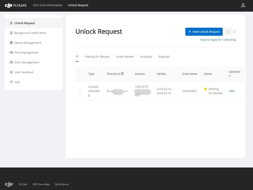 Demande de déverrouillage personnalisée en cours de validation.